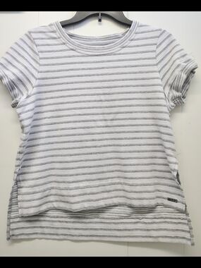 Marc New York Gray & White Striped  Top Size L